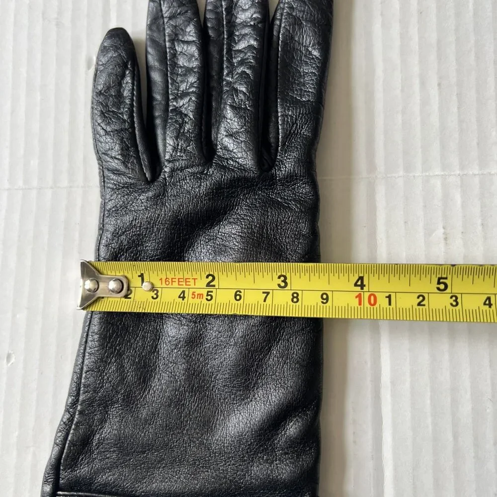 Simply Susan Gloves Womens S-M Black Leather Silk Long Fall VERY GOOD